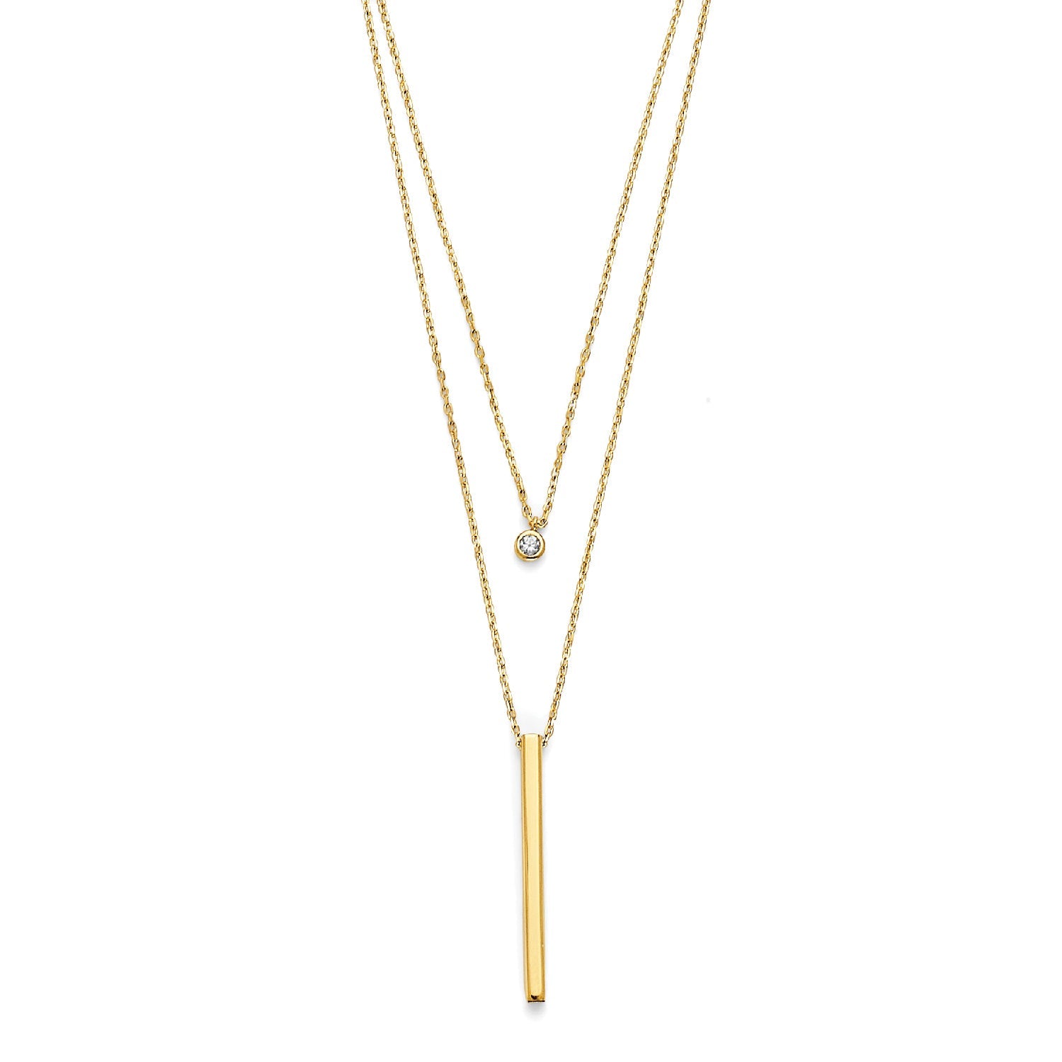 Adjustable White CZ Charm Necklace in 14K Gold
