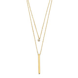 Adjustable White CZ Charm Necklace in 14K Gold