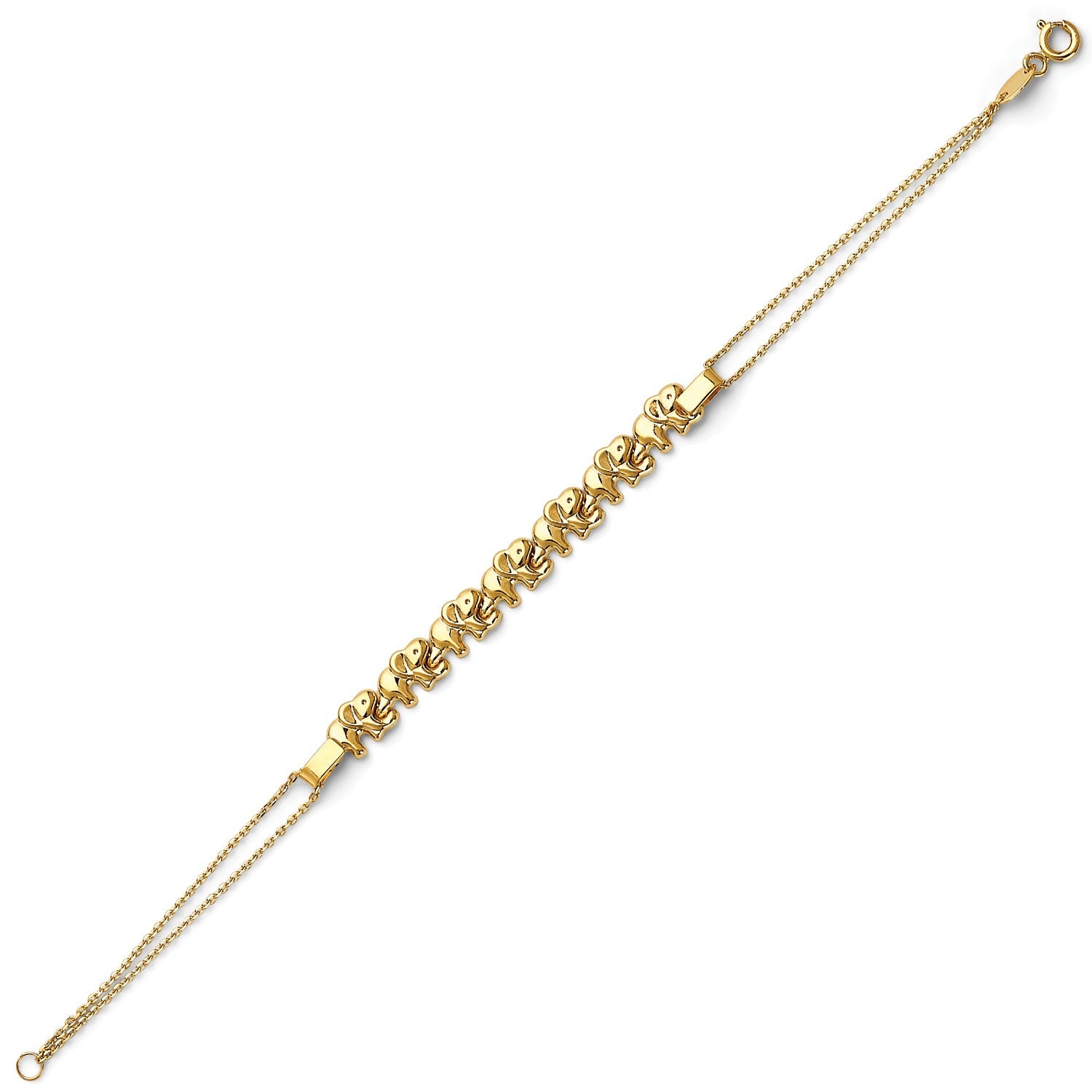 Ladies Elephant Charm Bracelet in 14K Gold