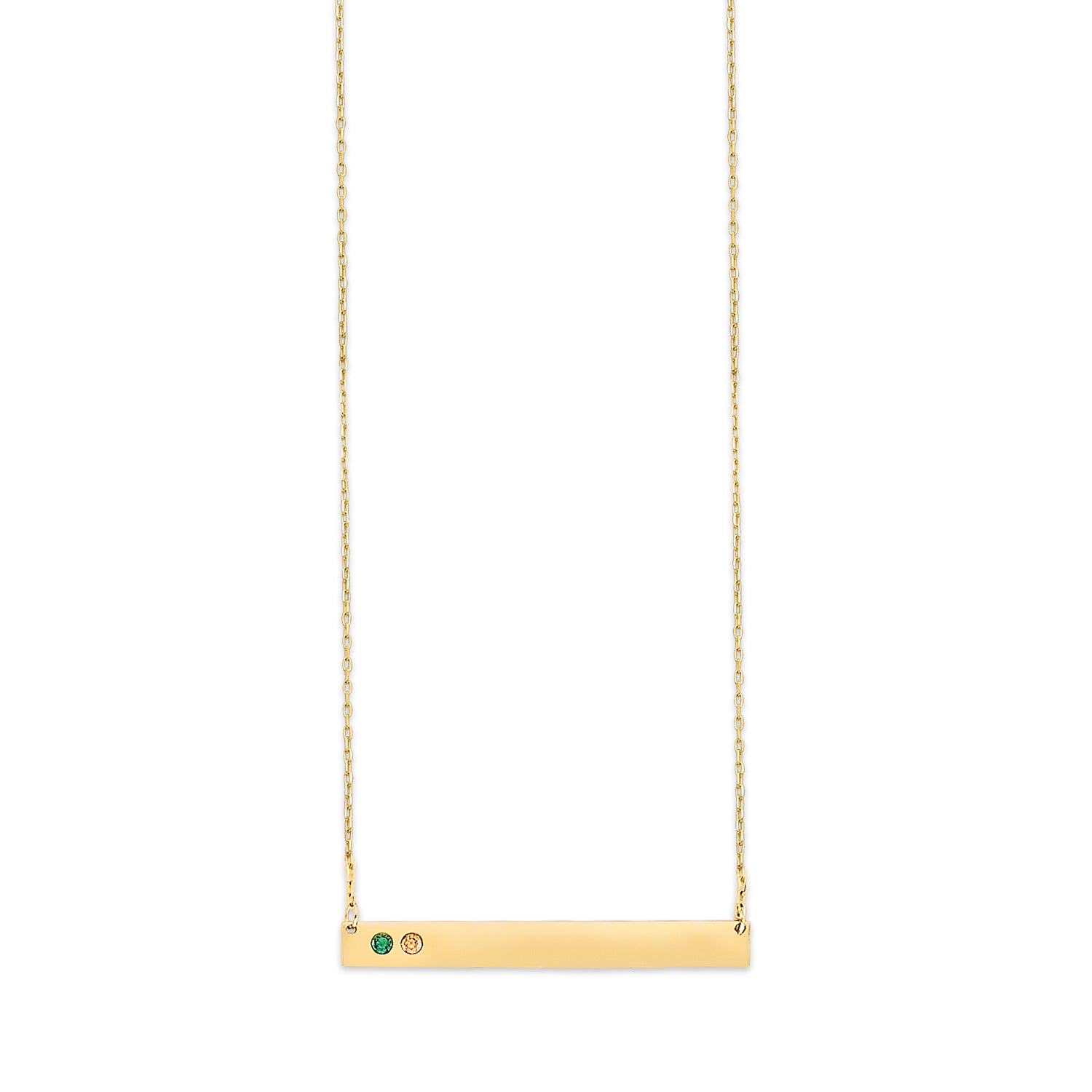 Adjustable Multi-Color CZ Personalized Charm Necklace in 14K Gold