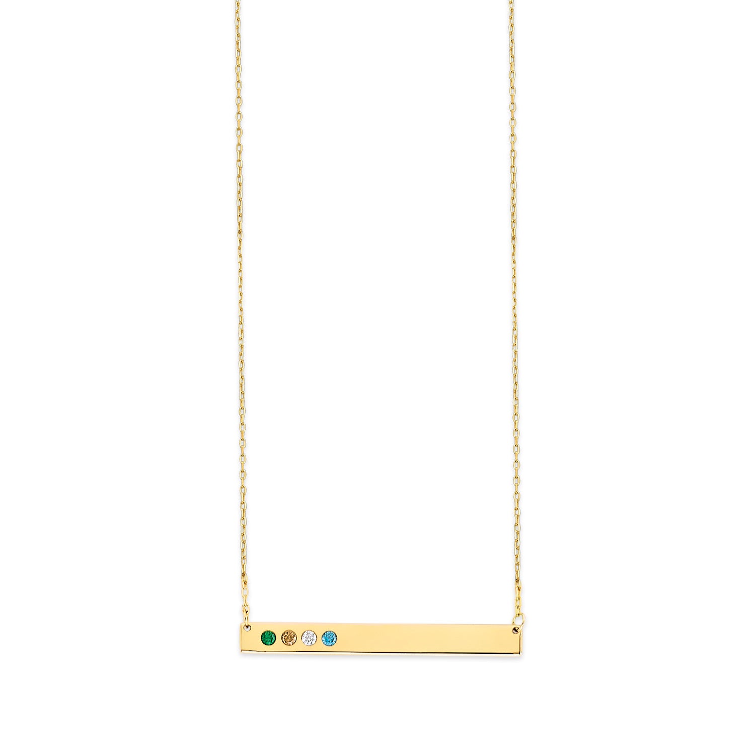 Adjustable Mut-Color CZ Charm Personalized Necklace in 14K Gold
