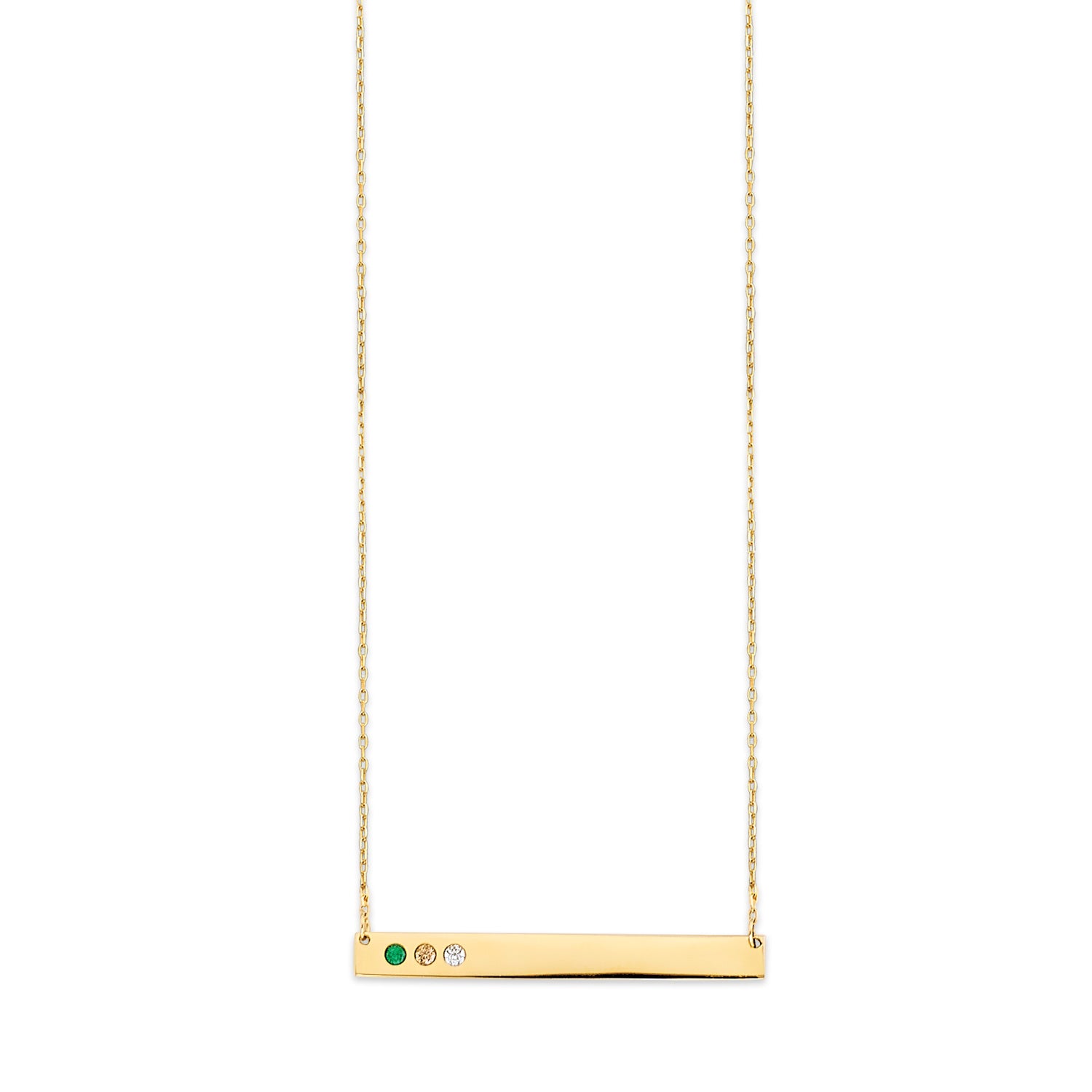 Adjustable White, Yellow & Green CZ Personalized Charm Necklace in 14K Gold