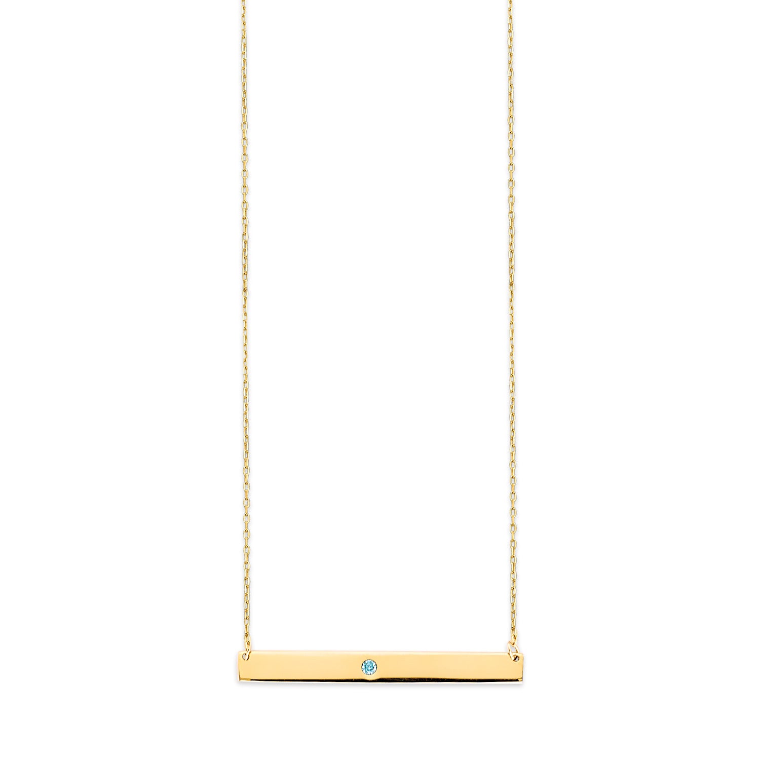 Adjustable Light Blue CZ Personalized Necklace in 14K Gold