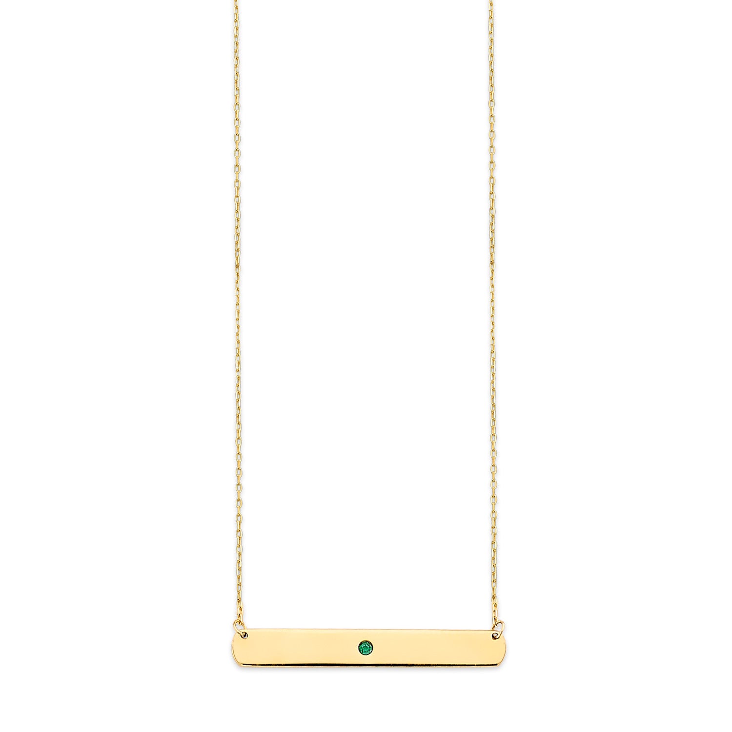Adjustable Green CZ Personalized Necklace in 14K Gold