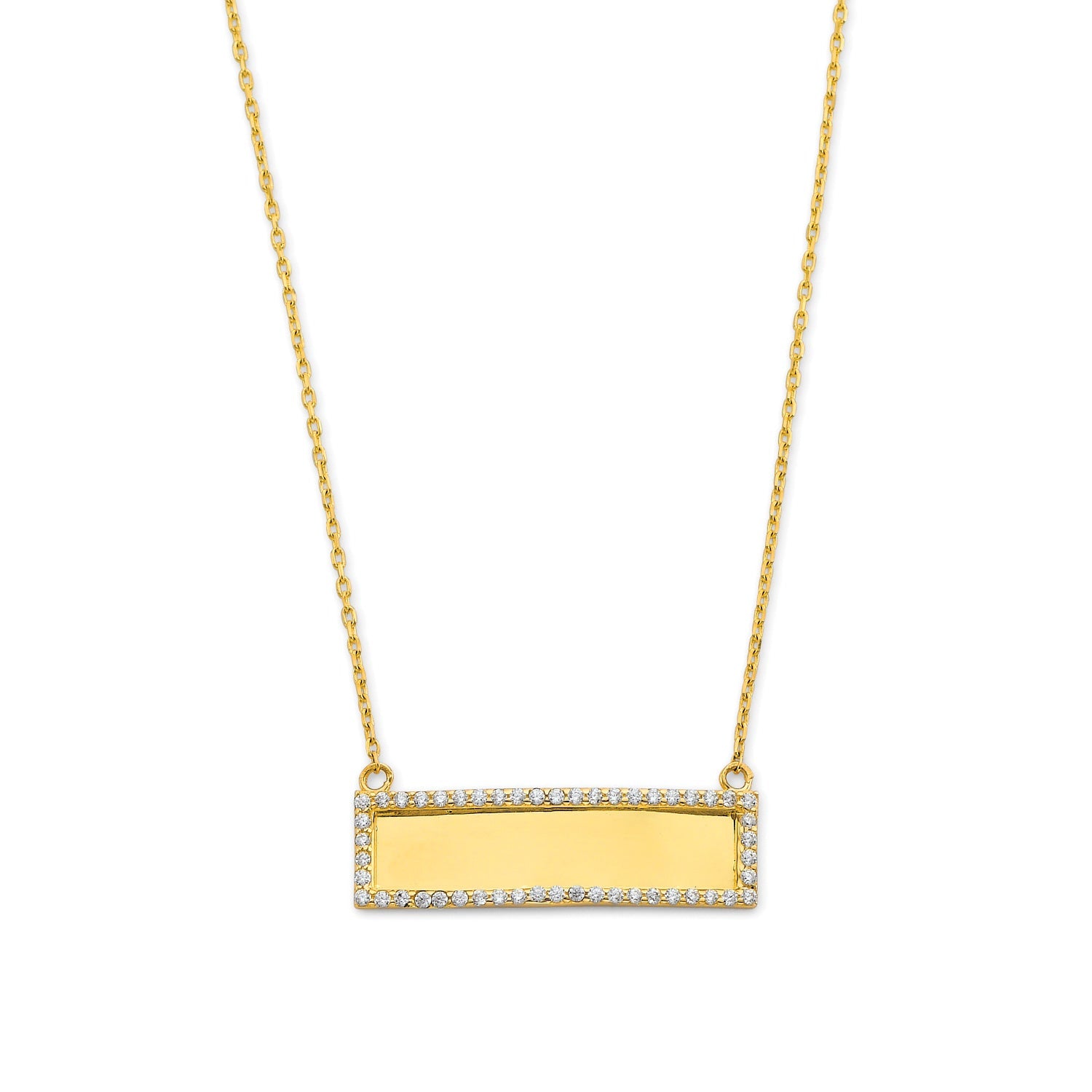 Adjustable White CZ Personalized Necklace in 14K Gold