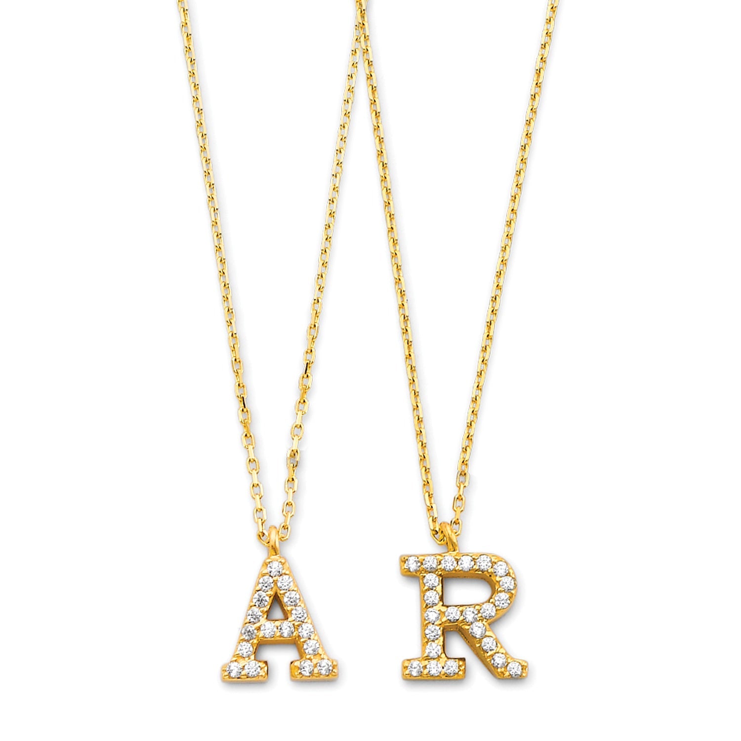 Adjustable White CZ Personalized Necklace in 14K Gold