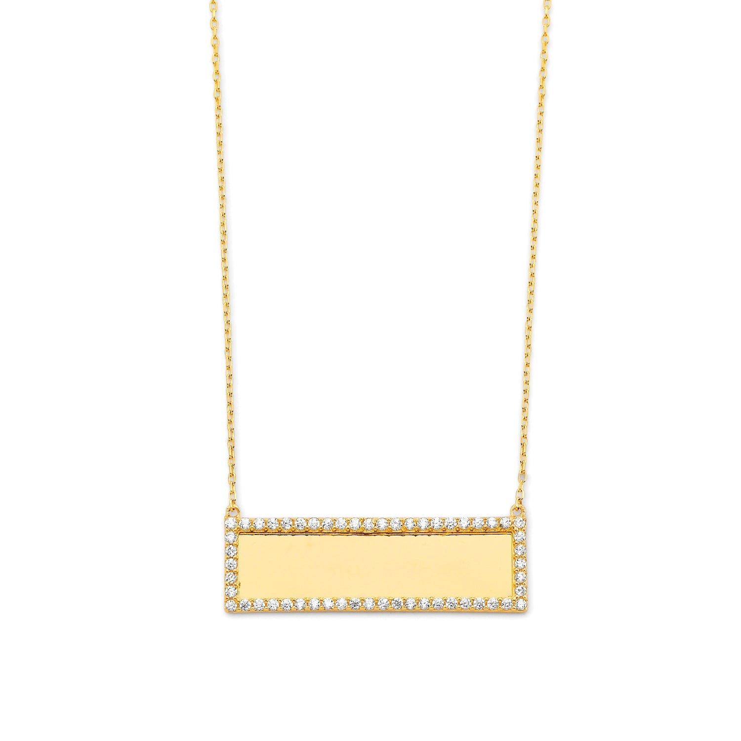Adjustable White CZ Personalized Charm Necklace in 14K Gold