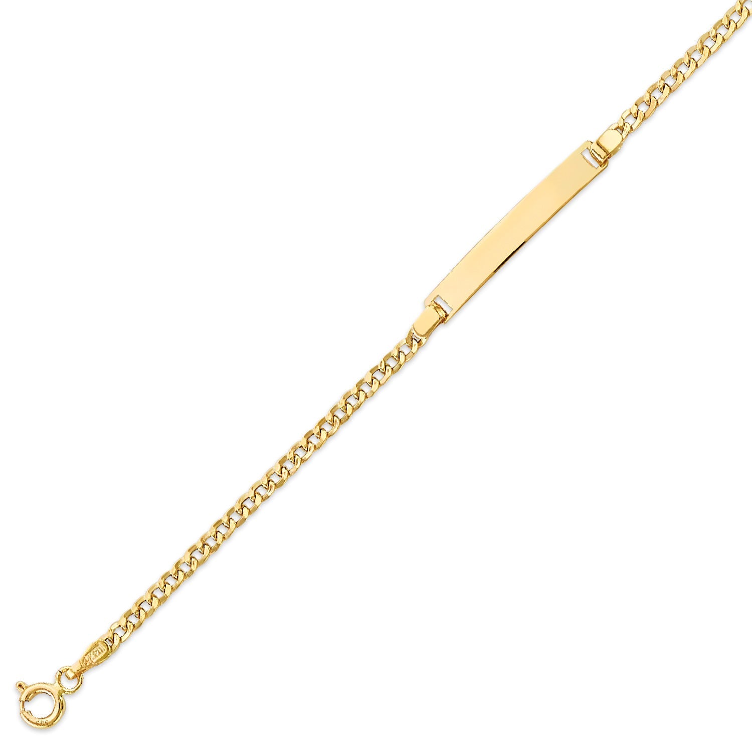 Cuban Kids Border ID Bracelet in 14K Gold