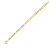 Figaro Kids Border ID Bracelet in 14K Gold