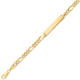 Figaro Kids Border ID Bracelet in 14K Gold