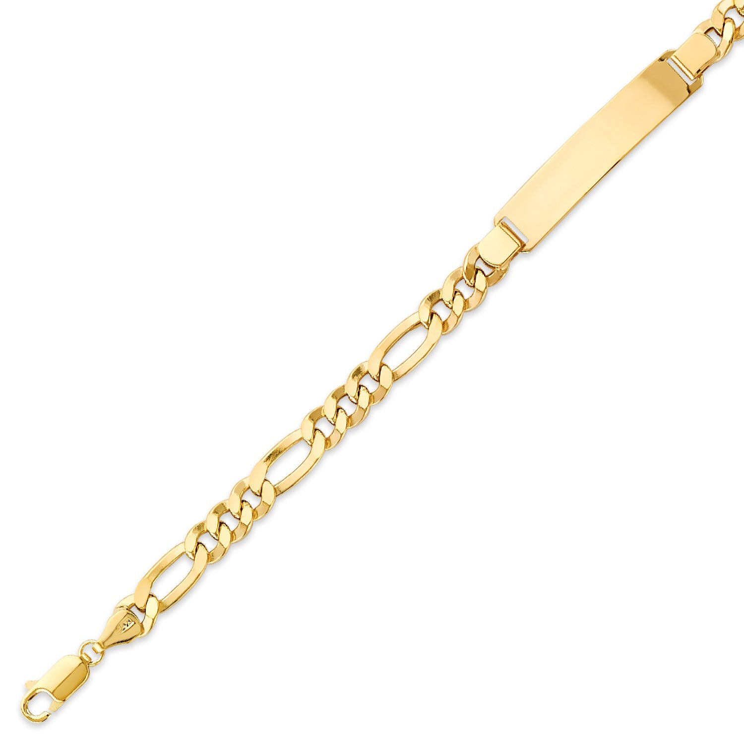 Figaro Unisex ID Bracelet in 14K Gold