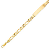 Figaro Unisex ID Bracelet in 14K Gold