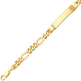 Figaro Unisex ID Bracelet in 14K Gold