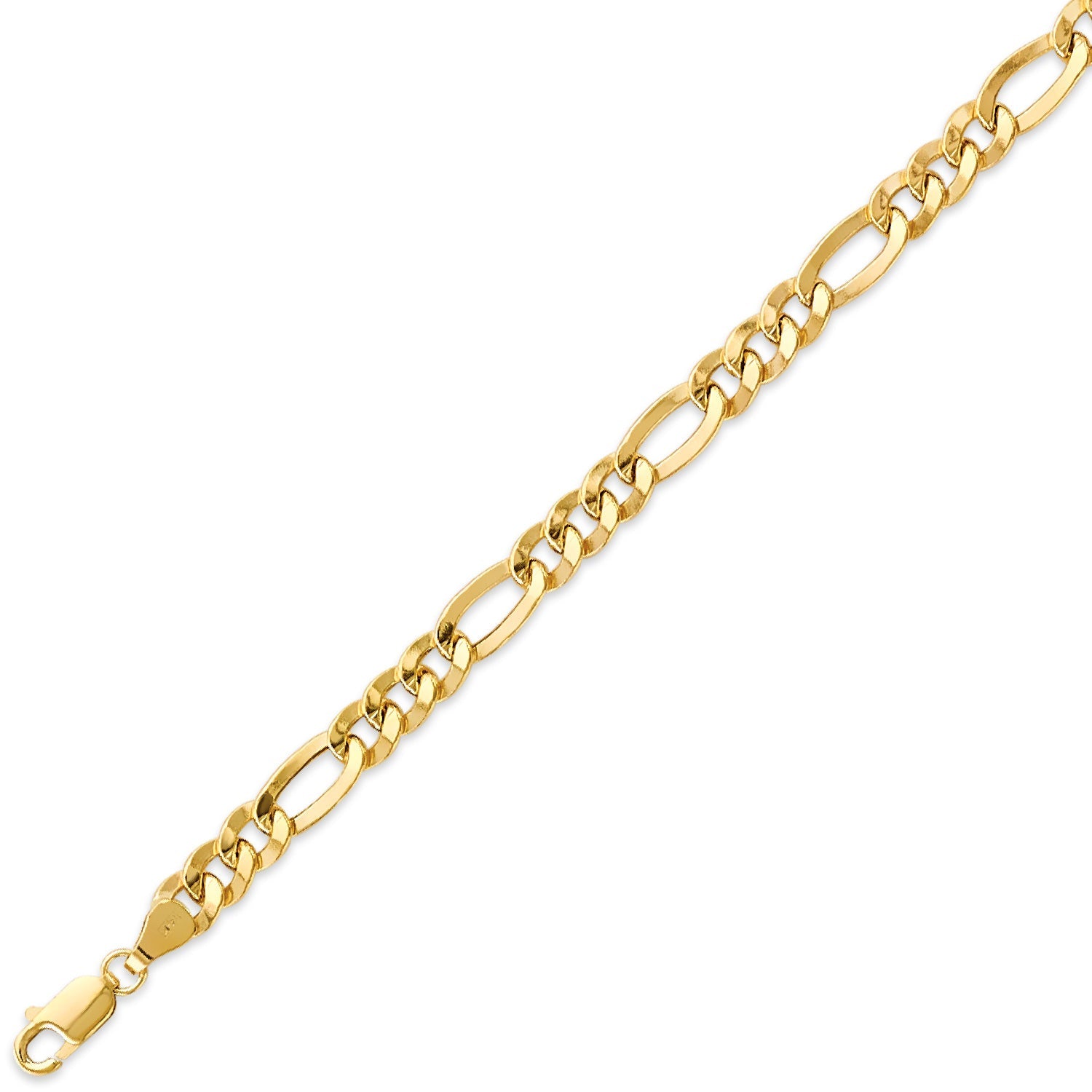 Figaro Unisex Link Bracelet in 14K Gold
