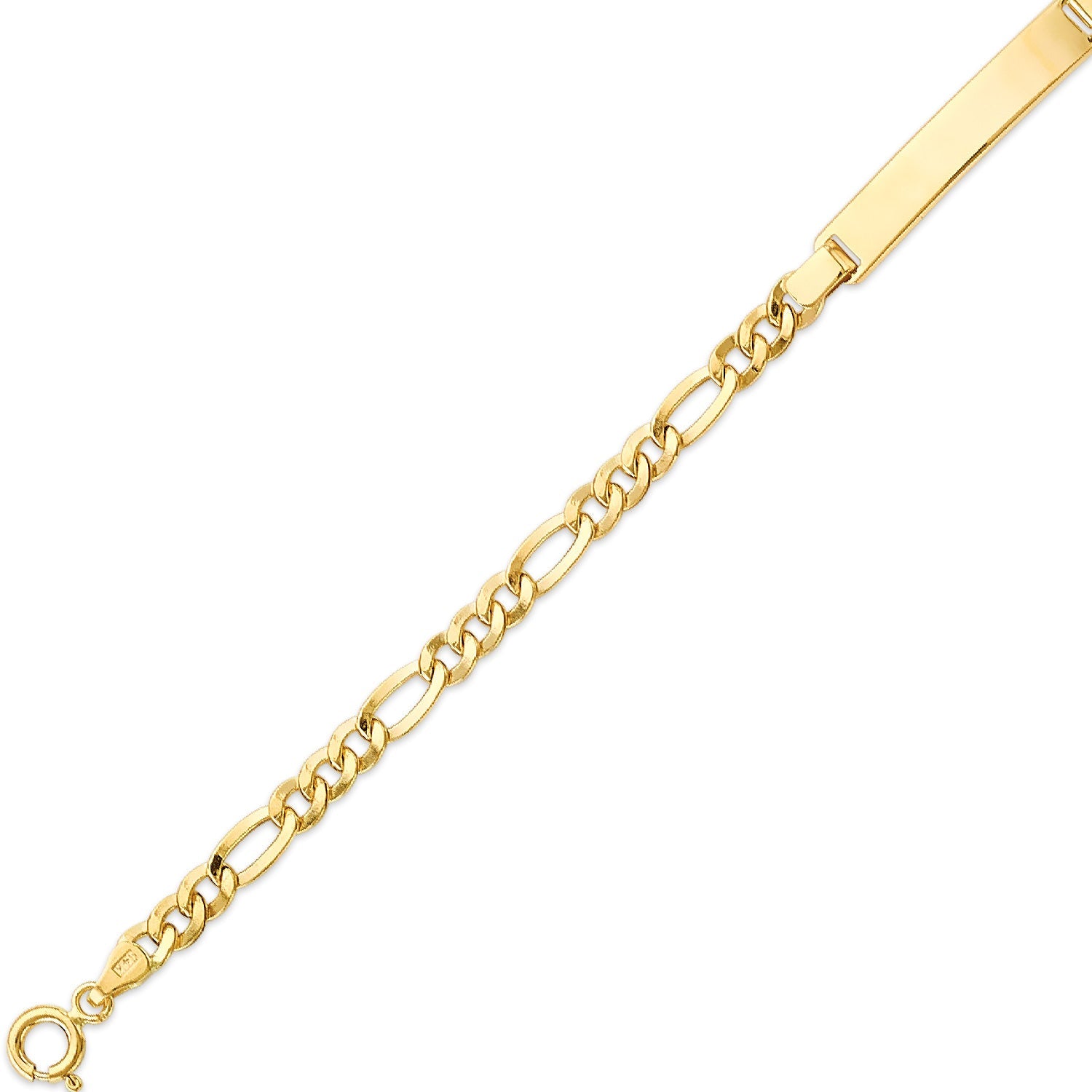 Figaro Unisex ID Bracelet in 14K Gold