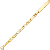 Figaro Unisex ID Bracelet in 14K Gold
