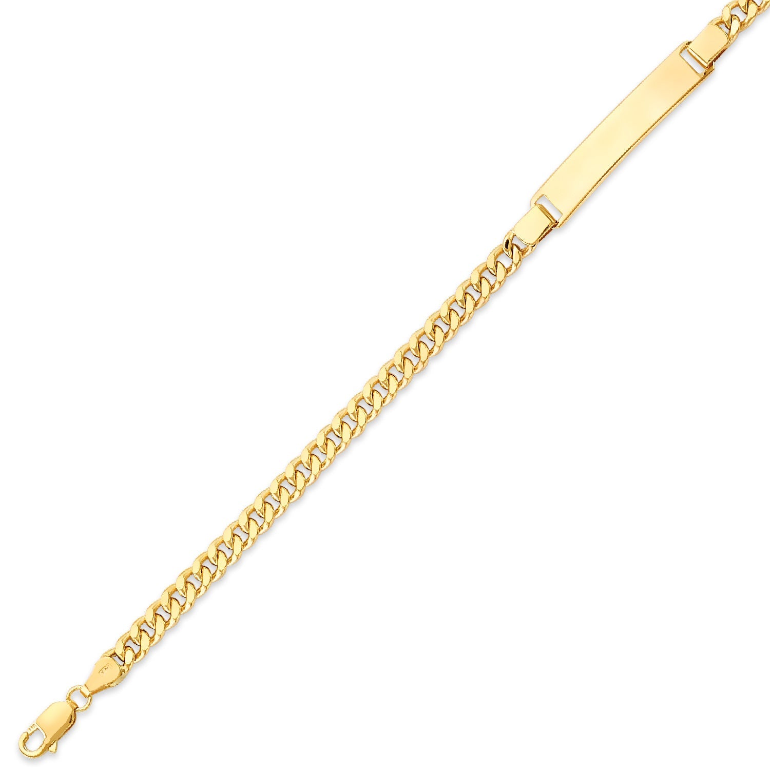 Cuban Unisex ID Bracelet in 14K Gold