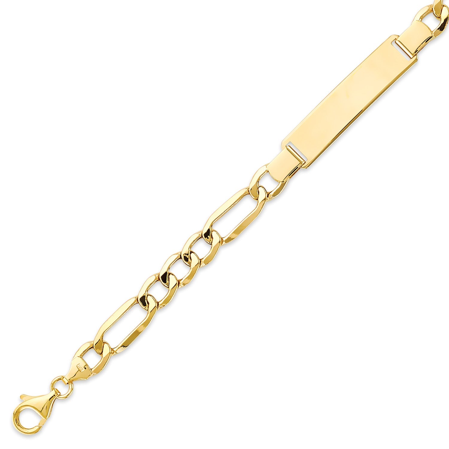Figaro Unisex ID Bracelet in 14K Gold