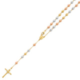 Crucifix Five-Decade Rosary Necklace In 14K Tri-Color Gold