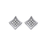 Stud Earrings with White CZ in 14K White Gold and Butterfly Backing