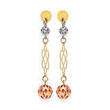 Drop Earrings in 14K Tri-Color Gold and Butterfly Backing