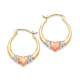 Heart Scallop Hoop Earrings in 14K Tri-Color Gold