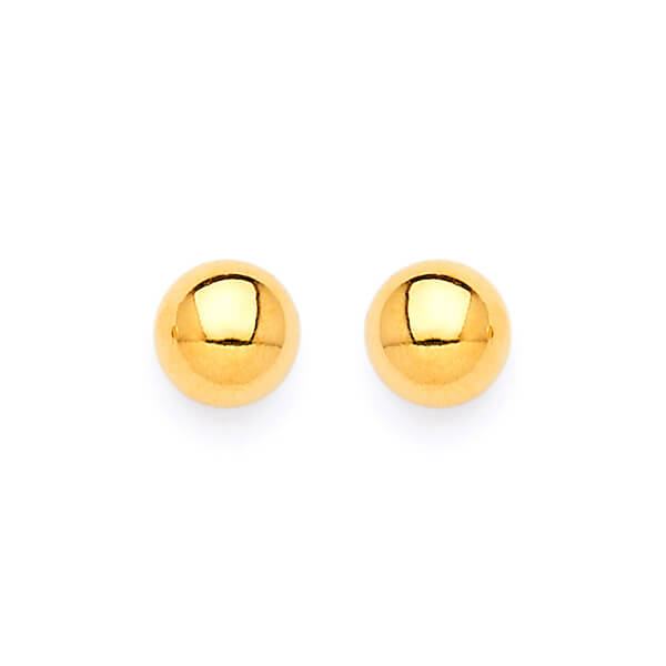 Gold Ball Stud Earrings in 14K Gold and Screw Backing