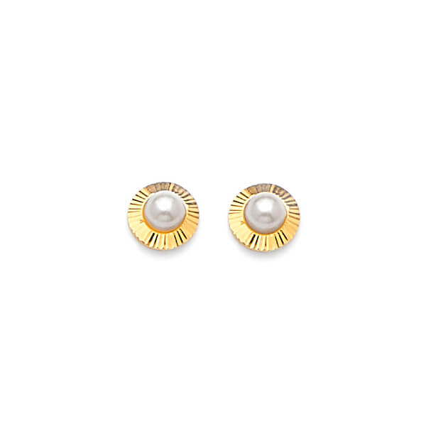 Stud Earrings with Pearl in 14K Gold and Butterfly Backing