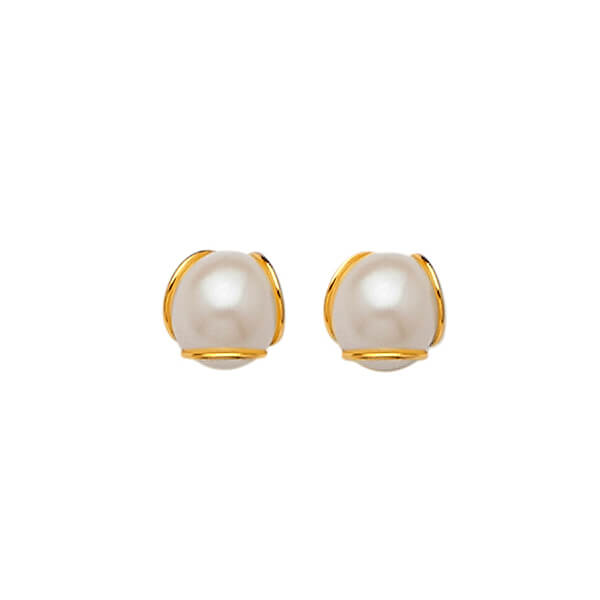Stud Earrings with Pearl in 14K Gold and Butterfly Backing