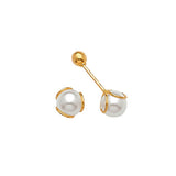 Stud Earrings with Pearl in 14K Gold and Screw Backing