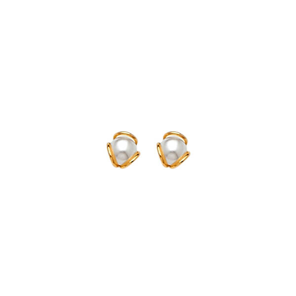 Stud Earrings with Pearl in 14K Gold and Butterfly Backing