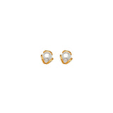 Stud Earrings with Pearl in 14K Gold and Butterfly Backing