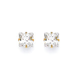 Solitaire Stud Earrings with White CZ in 14K Gold and Butterfly Backing