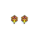 Solitaire Stud Earrings with Moon Stone in 14K Gold and Butterfly Backing