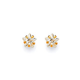 Star Solitaire Stud Earrings with White CZ in 14K Gold and Screw Backing