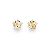 Star Solitaire Stud Earrings with White CZ in 14K Gold and Butterfly Backing