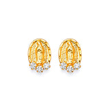 Guadalupe Stud Earrings with White CZ in 14K Gold and Butterfly Backing