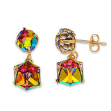 Dangling Earrings with Moon Stone in 14K Gold and Butterfly Backing