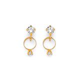 Dangling Earrings with White CZ in 14K Gold and Screw Backing