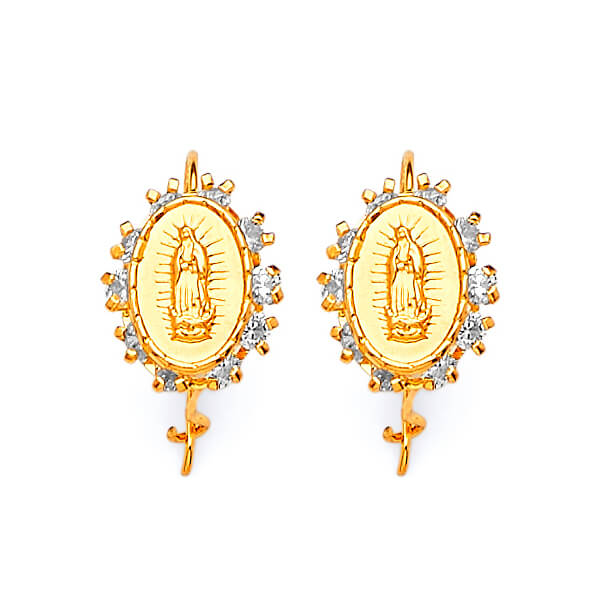 Guadalupe Dangling Earrings with White CZ in 14K Gold