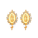 Guadalupe Dangling Earrings with White CZ in 14K Gold