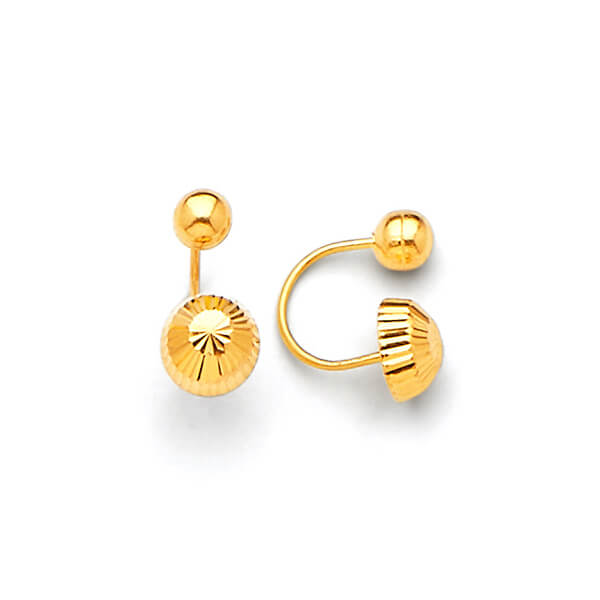 Telephone Stud Earrings in 14K Gold and Screw Backing