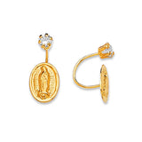 Guadalupe Telephone Stud Earrings with White CZ in 14K Gold and Screw Backing
