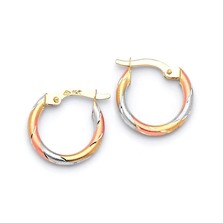 Hoop Earrings in 14K Tri-Color Gold
