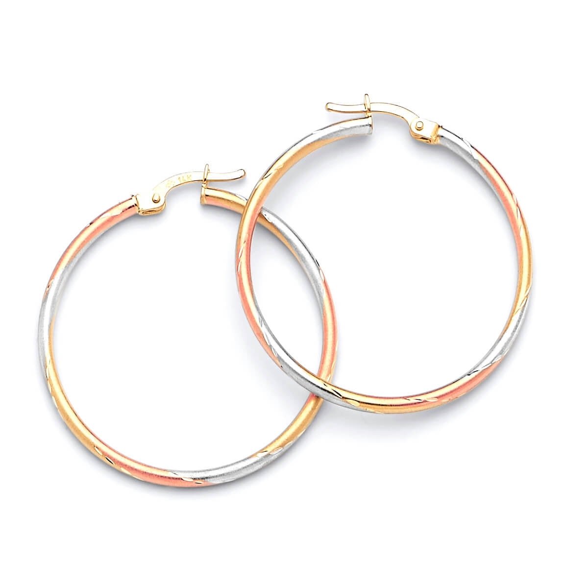 Hoop Earrings in 14K Tri-Color Gold