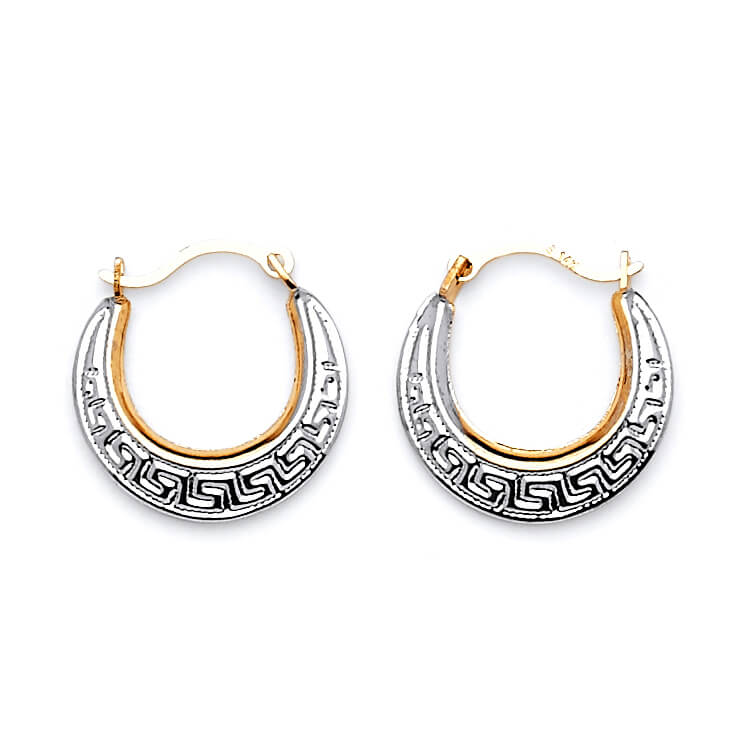 Scallop Hoop Earrings in 14K Two-Tone Gold