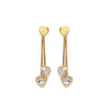 Heart Tassel Earrings with White CZ in 14K Gold and Butterfly Backing