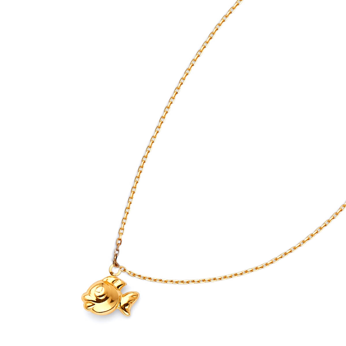 Adjustable Fish Charm Anklet in 14K Gold