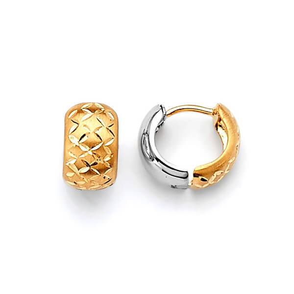 Huggie Earrings in 14K Two-Tone Gold