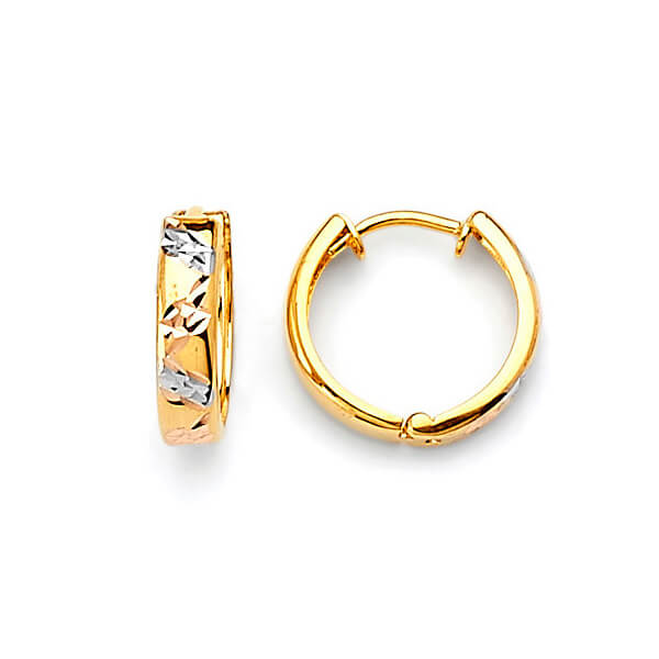 Huggie Earrings in 14K Two-Tone Gold